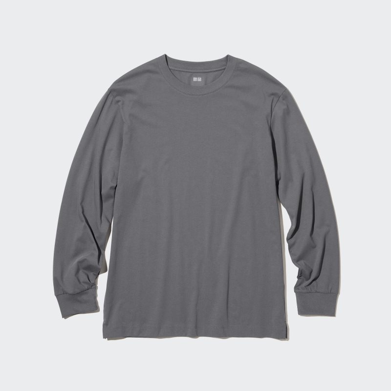 Grey Men Uniqlo Airism Cotton Uv Protection Crew Neck T Shirts | USA AXWHU-4903