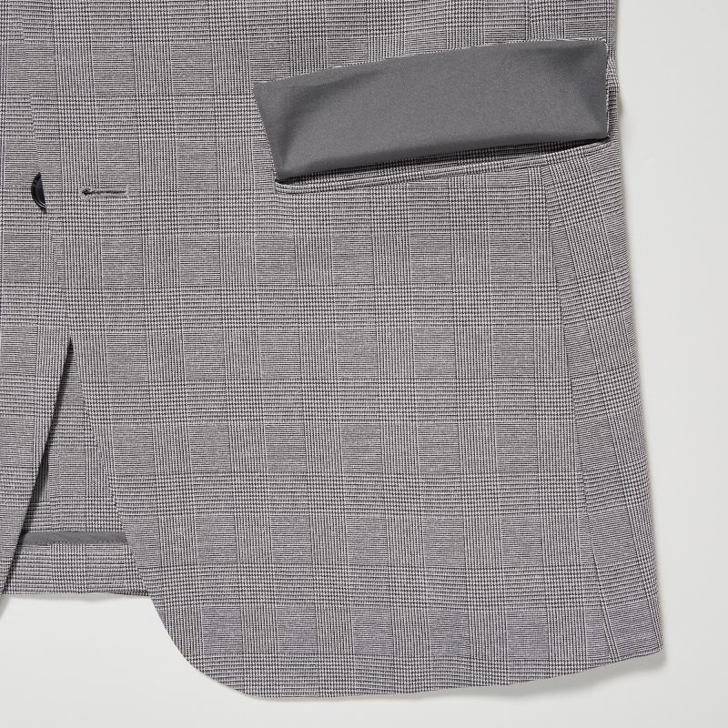 Grey Men Uniqlo Airsense (Wool Like) (Glen Check) (Ultra Light) Jackets | USA XJGFA-4603