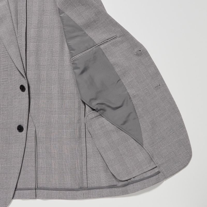 Grey Men Uniqlo Airsense (Wool Like) (Glen Check) (Ultra Light) Jackets | USA XJGFA-4603