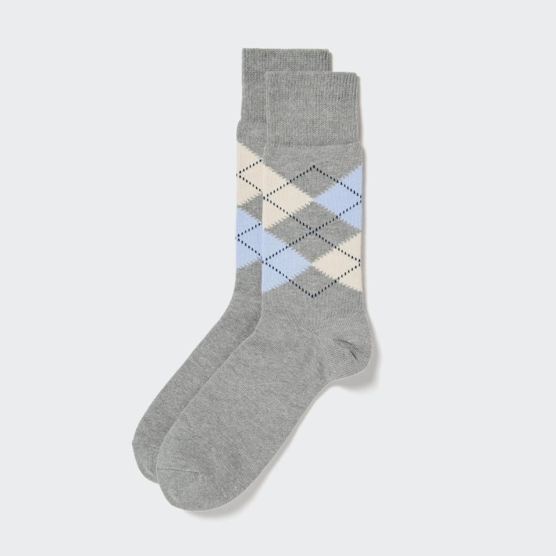 Grey Men Uniqlo Argyle Socks | USA QGLCI-9450