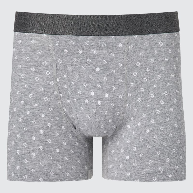 Grey Men Uniqlo Cotton Printed Boxer Briefs | USA KNCMP-0619