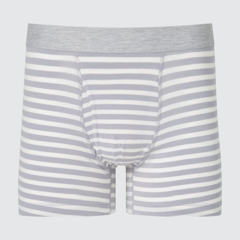 Grey Men Uniqlo Cotton Striped Boxer Briefs | USA CMDNK-1863