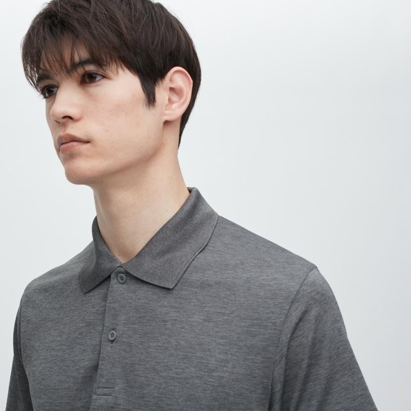 Grey Men Uniqlo Dry-ex (Gradient) Polo Shirts | USA MEZYL-6291