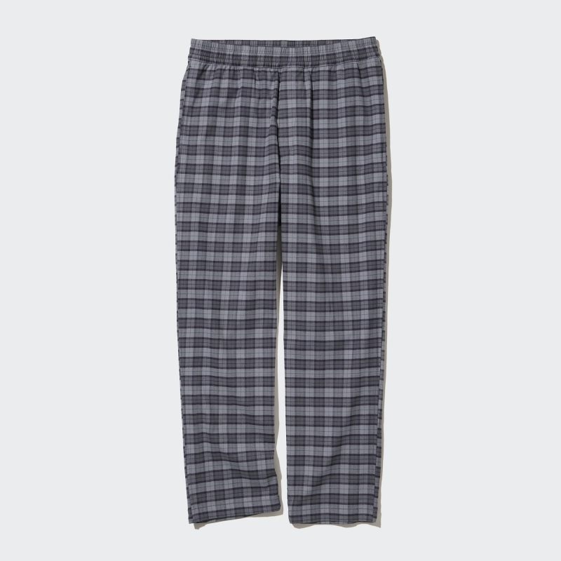 Grey Men Uniqlo Flannel Easy Ankle Pants | USA KDOIQ-3624