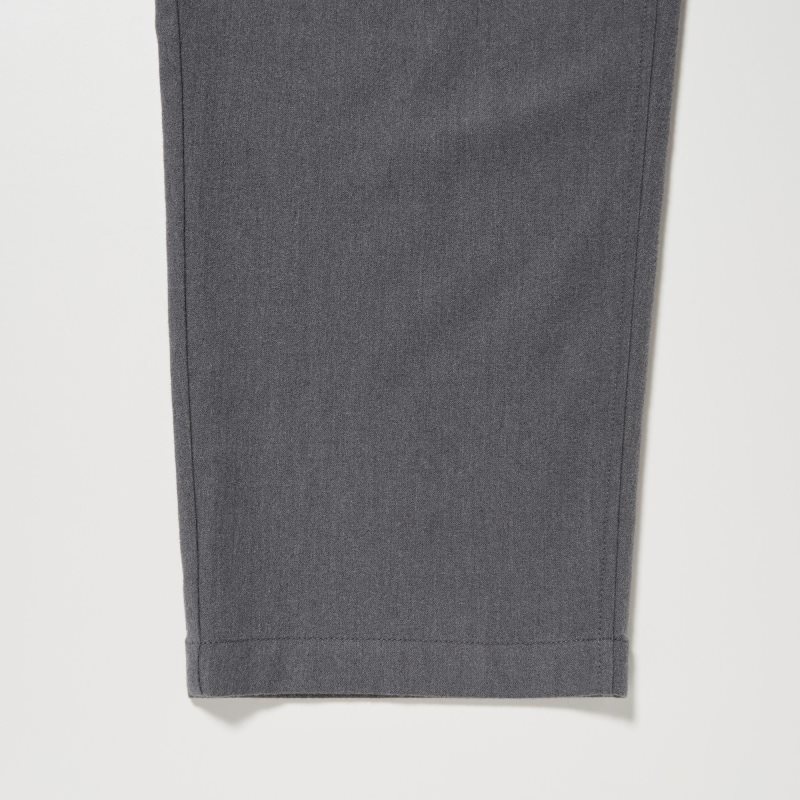 Grey Men Uniqlo Flannel Easy Ankle Pants | USA HXNMT-4652