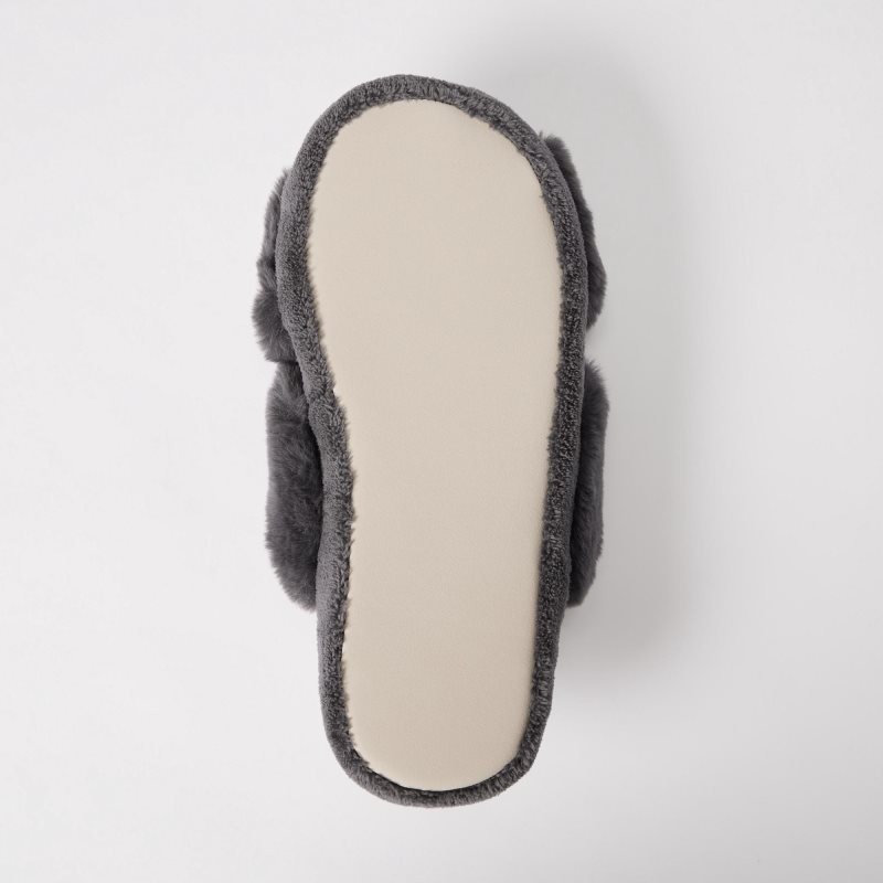 Grey Men Uniqlo Fleece Room (Furry Fleece) Slippers | USA IFGBH-1750