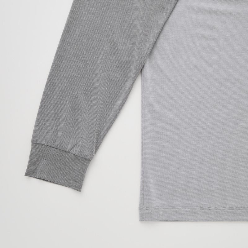 Grey Men Uniqlo Heattech Crew Neck Long Sleeve T Shirts | USA HNDPT-5671