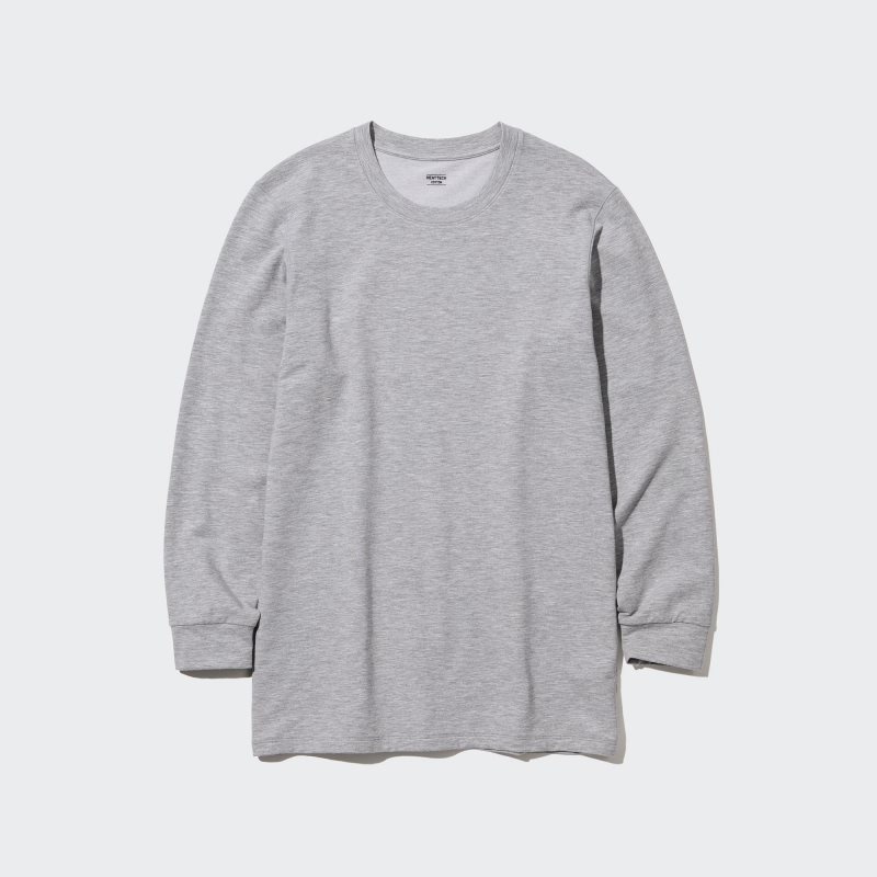 Grey Men Uniqlo Heattech Extra Warm Cotton Crew Neck T Shirts | USA EBOXC-3297