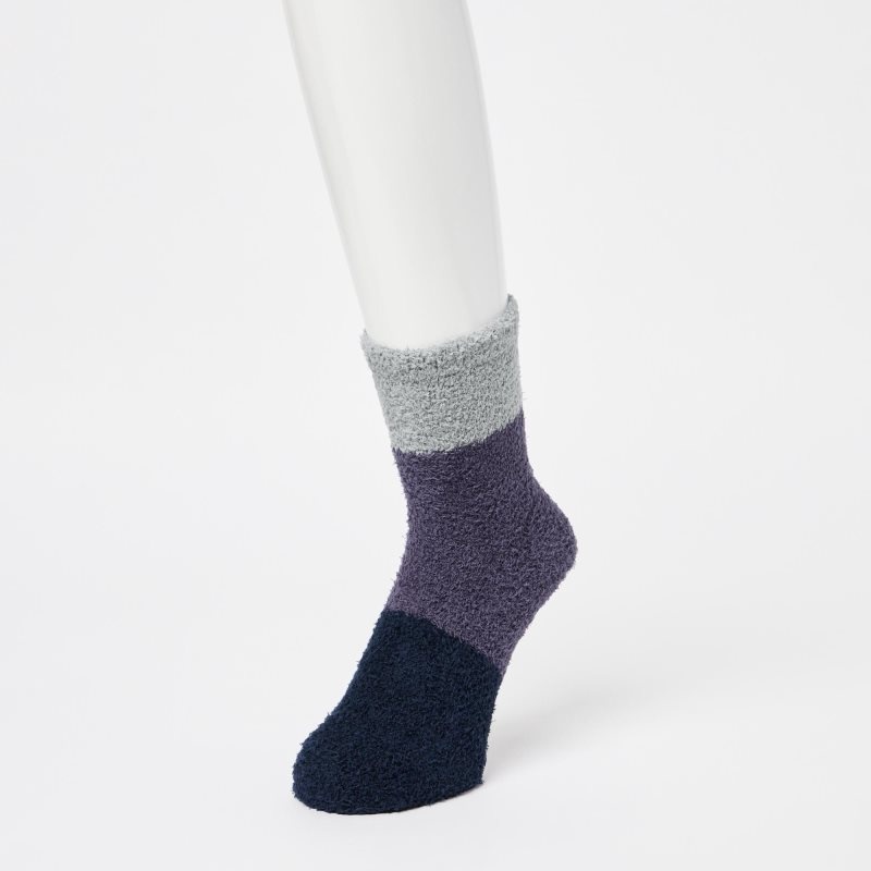 Grey Men Uniqlo Heattech Fluffy Socks | USA MCONX-1073