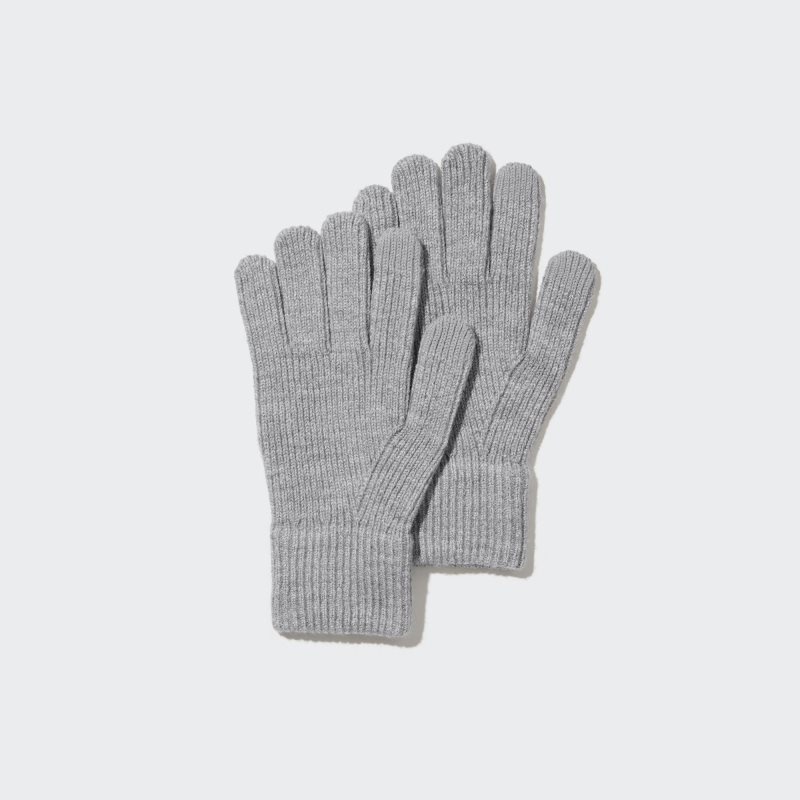 Grey Men Uniqlo Heattech Knitted Gloves | USA WQNJD-1486