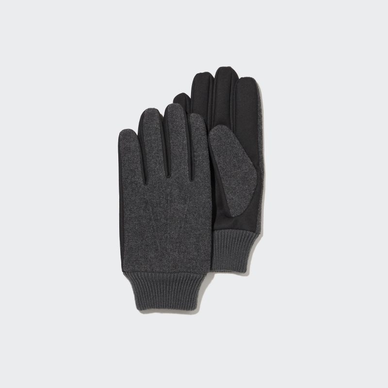 Grey Men Uniqlo Heattech Lined Faux Wool Gloves | USA JFIGY-9184