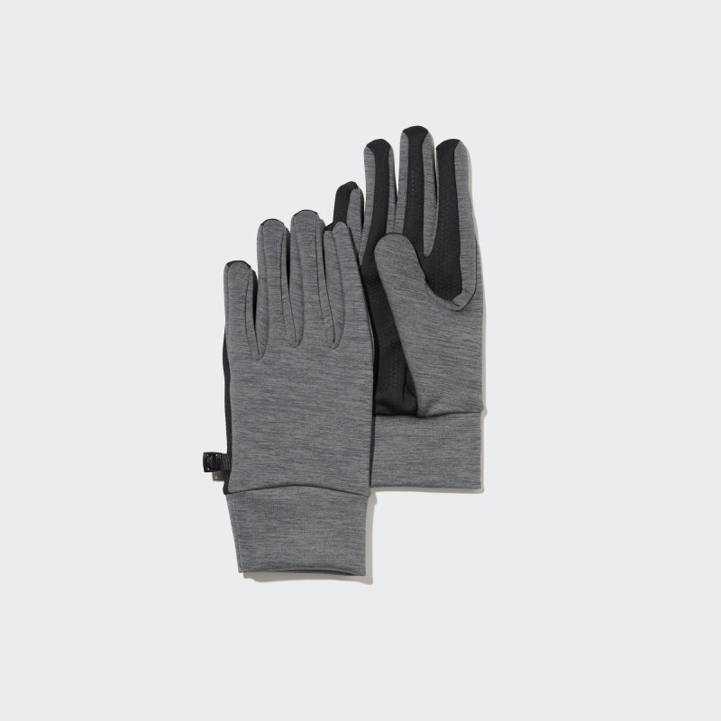 Grey Men Uniqlo Heattech Lined Stretch Gloves | USA UPSKR-6738