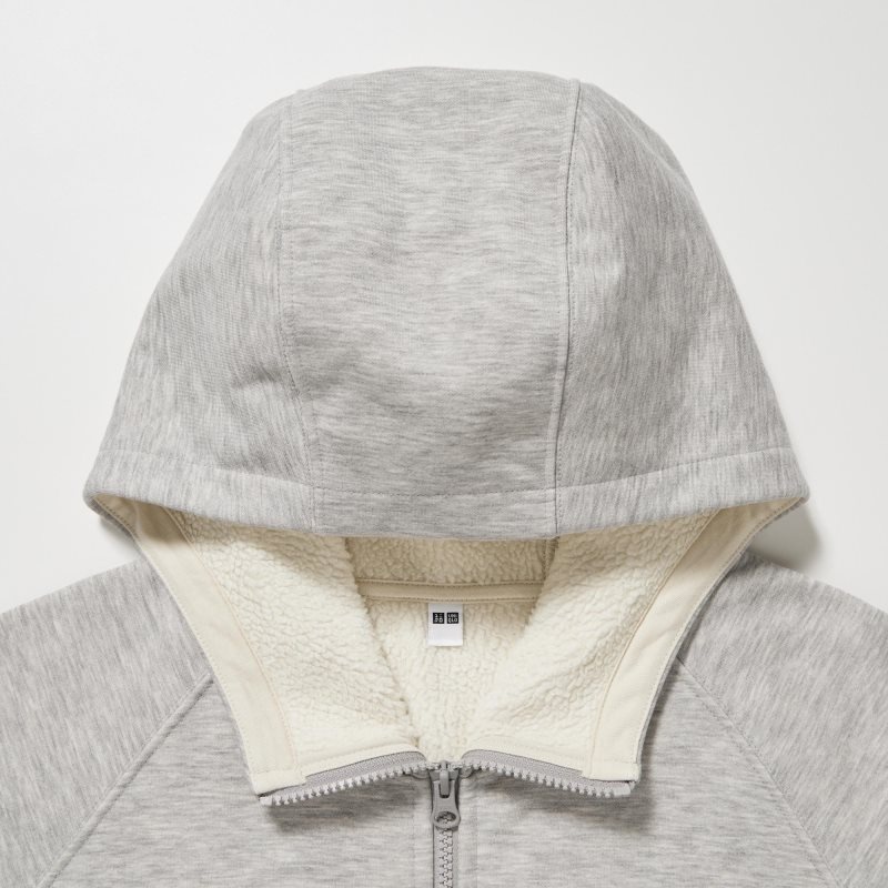 Grey Men Uniqlo Heattech Pile Lined Sweat Full-zip Hoodie | USA JZKMS-9637