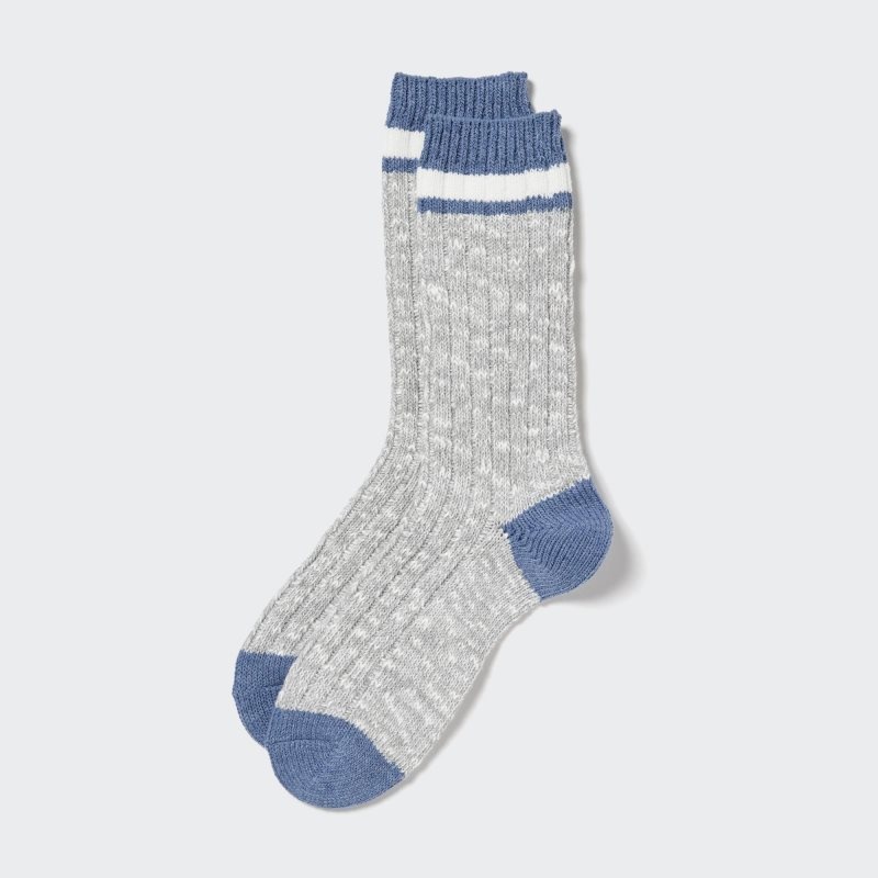 Grey Men Uniqlo Heattech Slub Ribbed Socks | USA GRFLK-2478