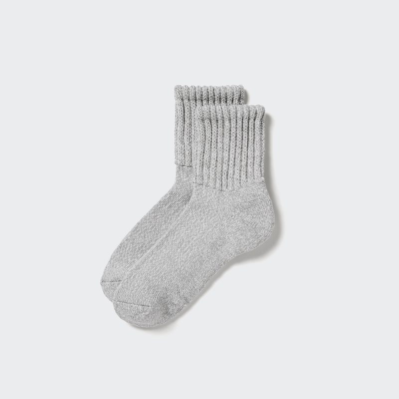 Grey Men Uniqlo Heattech Soft Pile Heather Socks | USA QPOHI-0938