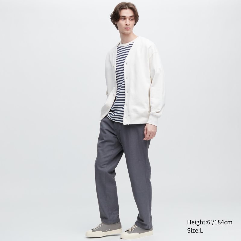 Grey Men Uniqlo Linen Blend Relaxed Pants | USA YRCZV-1093