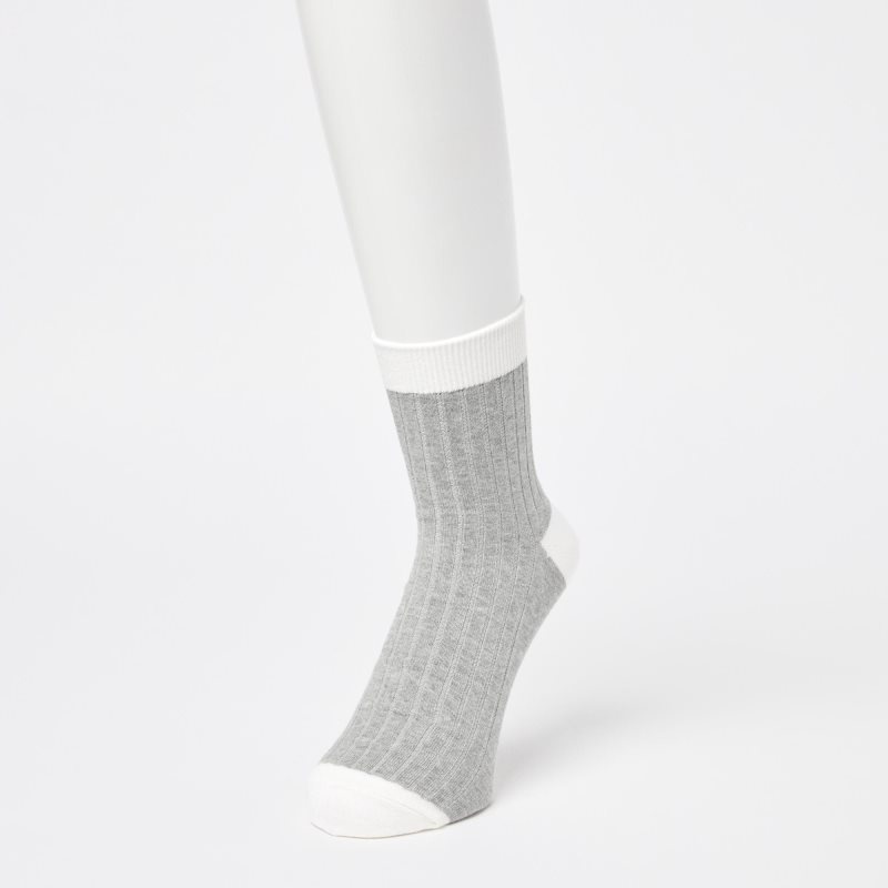 Grey Men Uniqlo Ribbed Half Socks | USA DFXHQ-9236