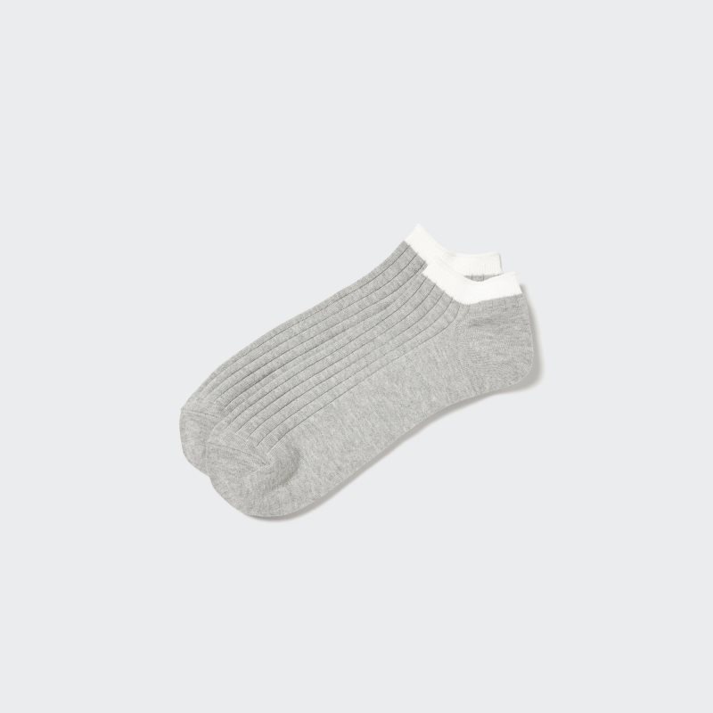 Grey Men Uniqlo Ribbed Short Socks | USA SRIDM-9327