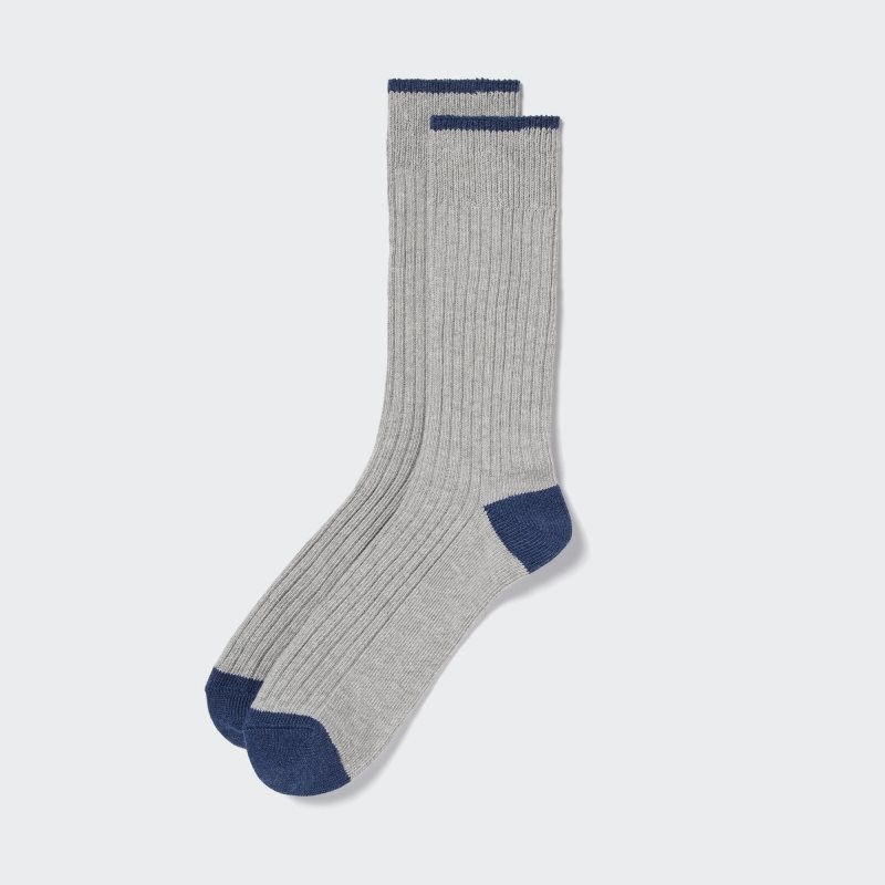 Grey Men Uniqlo Ribbed Socks | USA JGOBK-8304