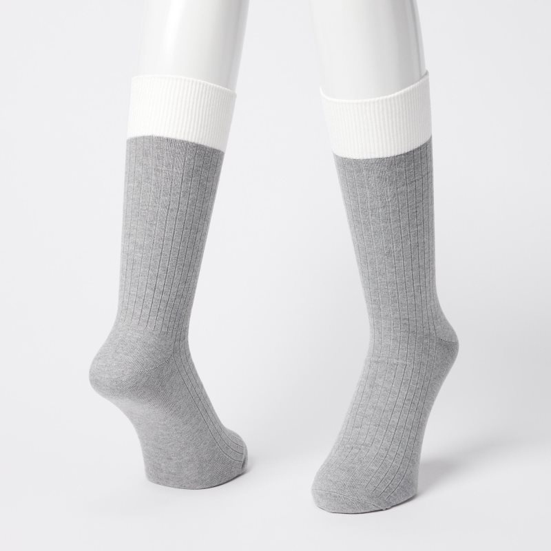 Grey Men Uniqlo Silket Ribbed Socks | USA YCFGP-7284