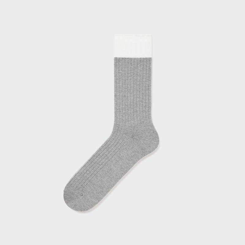 Grey Men Uniqlo Silket Ribbed Socks | USA YCFGP-7284