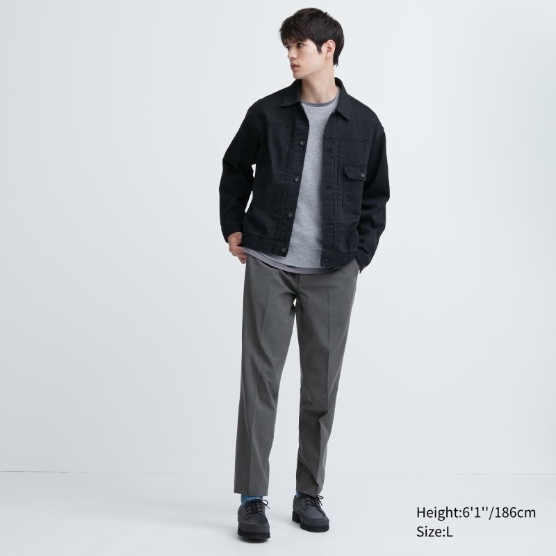 Grey Men Uniqlo Smart Ankle Pants | USA EFJKM-3708