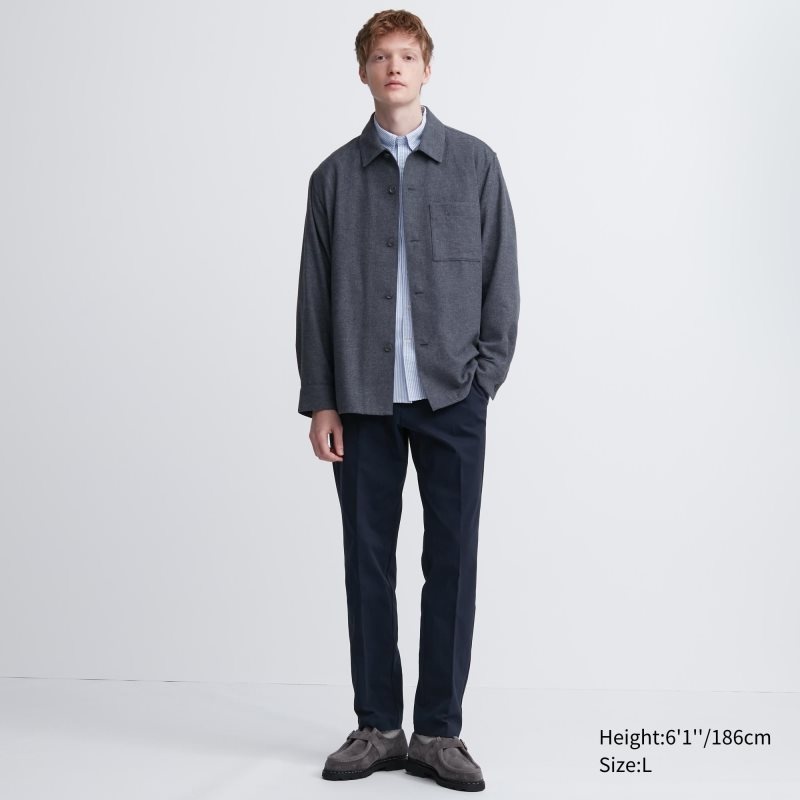 Grey Men Uniqlo Smart Ankle Pants | USA NZWJI-8204