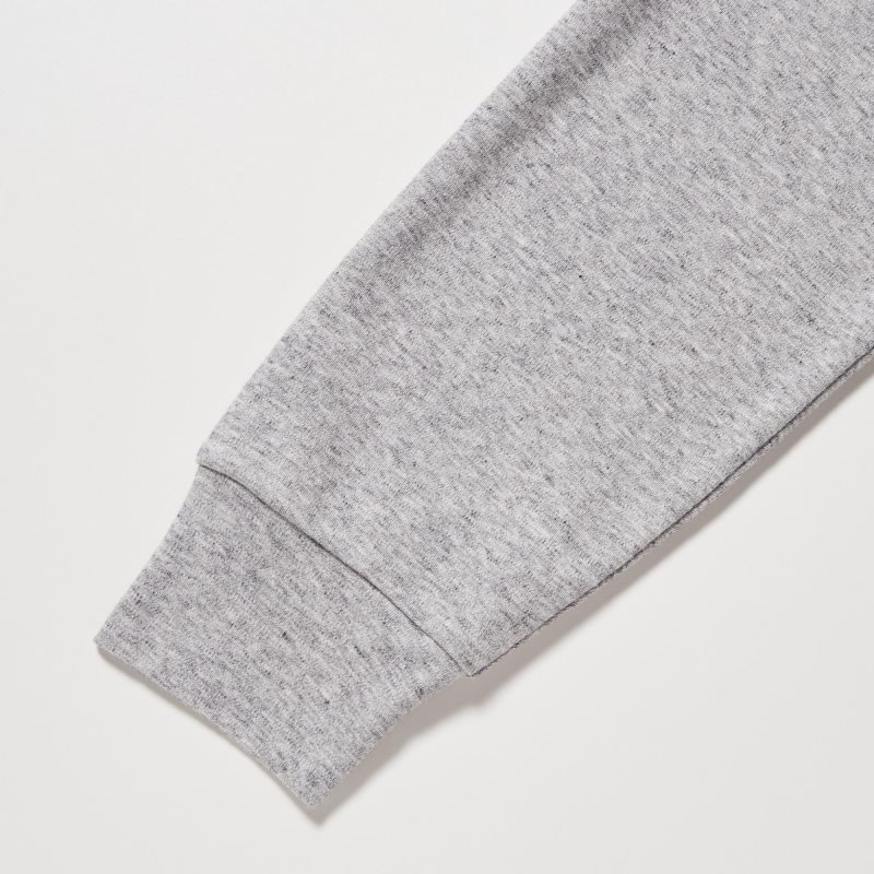 Grey Men Uniqlo Soft Brushed Crew Neck Long-sleeve T Shirts | USA WNZIG-6504