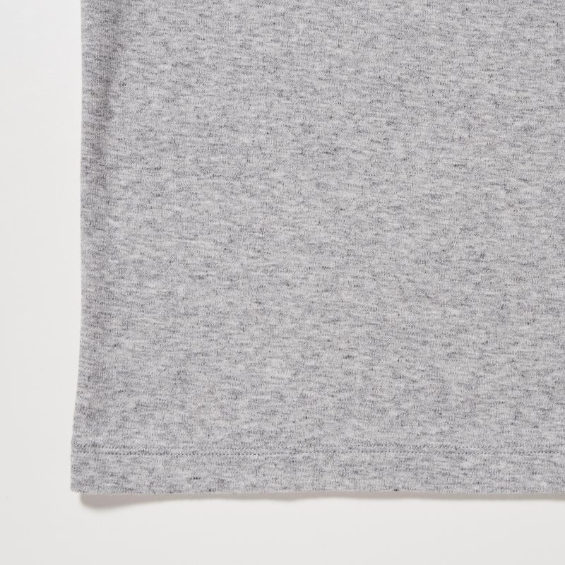 Grey Men Uniqlo Soft Brushed Crew Neck Long-sleeve T Shirts | USA WNZIG-6504