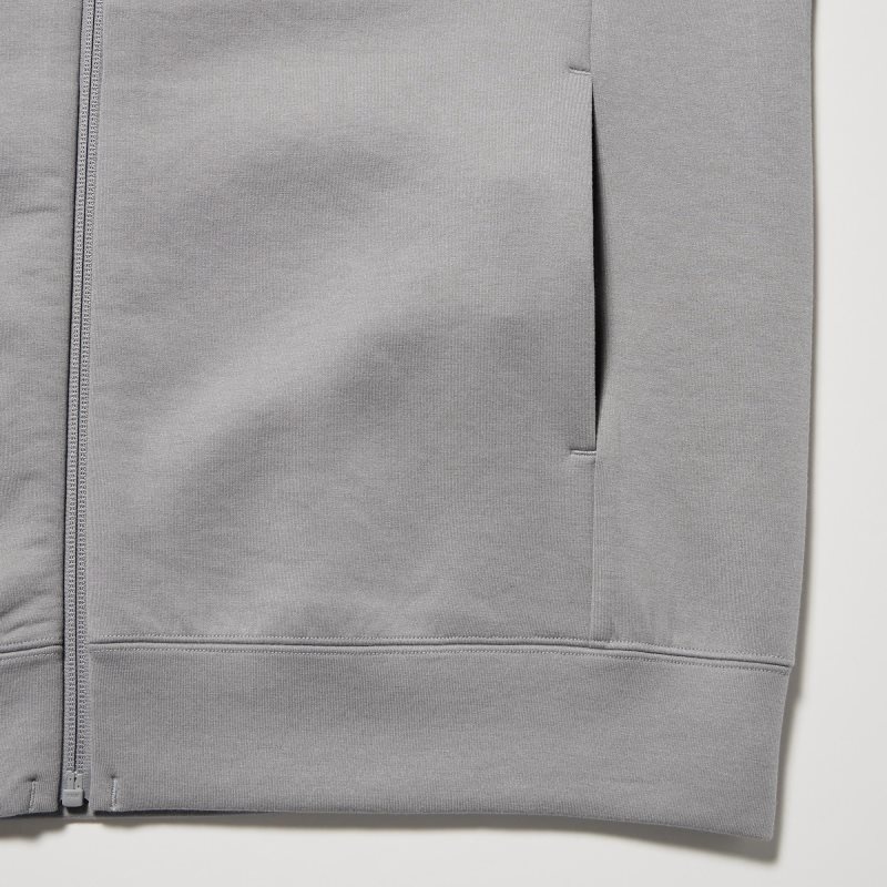 Grey Men Uniqlo Stretch Dry Sweat Long-sleeve Full-zip Hoodie | USA SUIMZ-3264