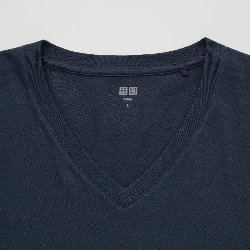 Grey Men Uniqlo Supima® Cotton V-neck Short-sleeve (2022 Edition) T Shirts | USA PSAIC-0546