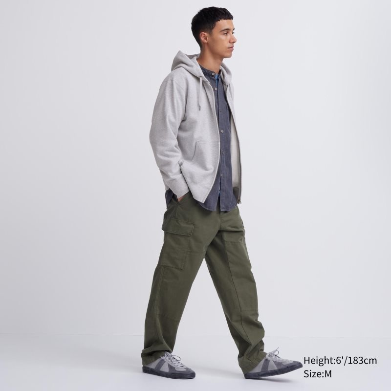 Grey Men Uniqlo Sweat Long-sleeve Full-zip Hoodie | USA WBXME-8056