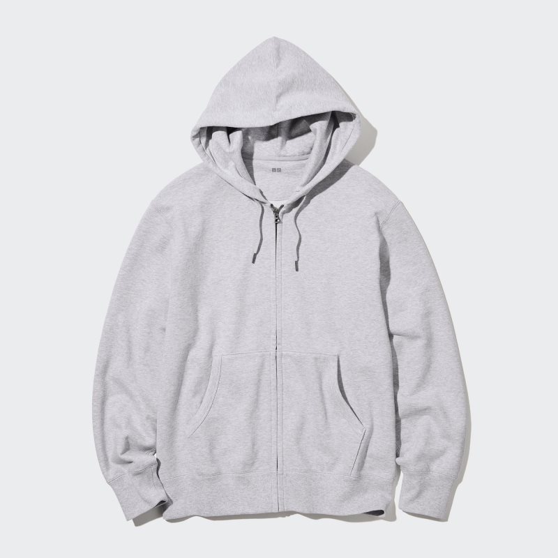 Grey Men Uniqlo Sweat Long-sleeve Full-zip Hoodie | USA WBXME-8056