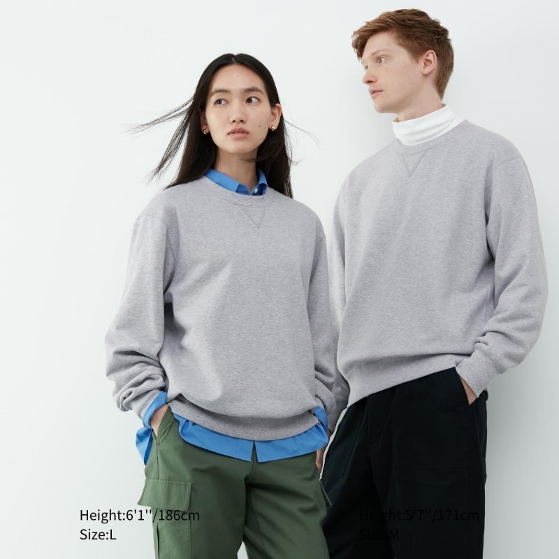 Grey Men Uniqlo Sweatshirt | USA CFBWO-2678