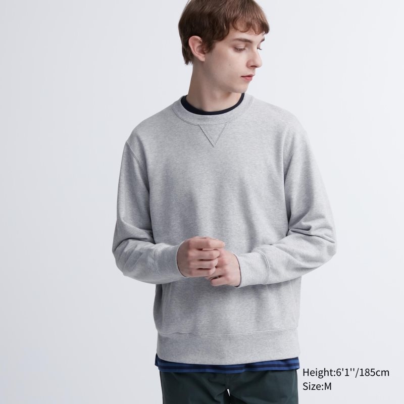 Grey Men Uniqlo Sweatshirt | USA CFBWO-2678