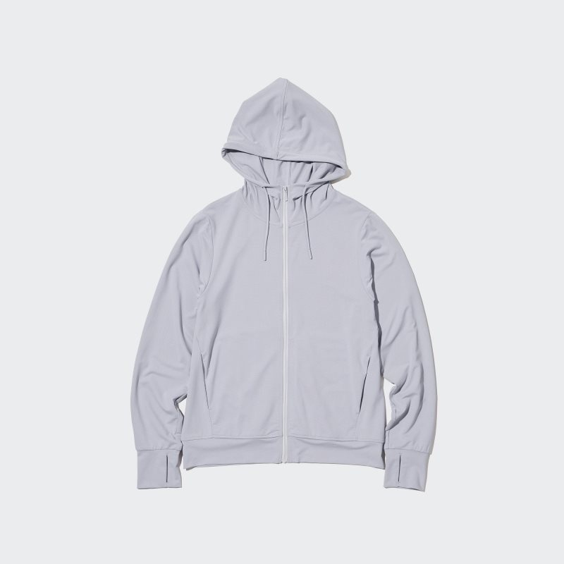 Grey Women Uniqlo Airism Mesh Uv Protection Full-zip Hoodie | USA YIDPF-5819