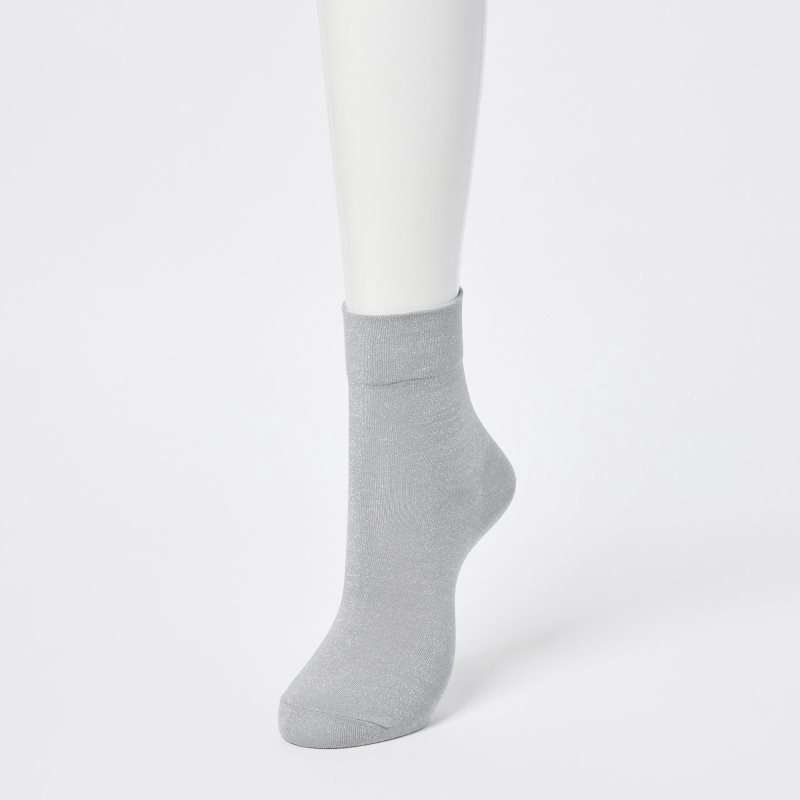 Grey Women Uniqlo Crew Glitter (3 Pairs) Socks | USA KFTZL-0234