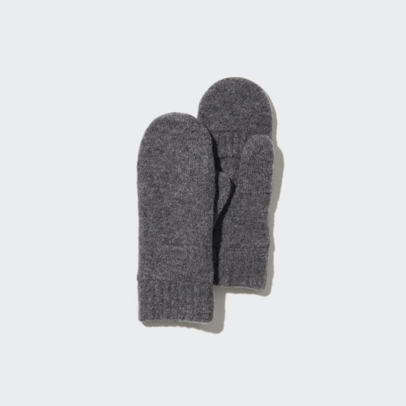 Grey Women Uniqlo Heattech Lining Souffle Yarn Mittens Gloves | USA XYGJE-3795