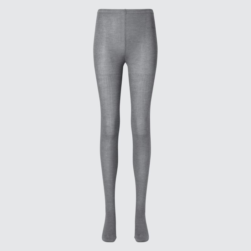 Grey Women Uniqlo Heattech Ribbed Knitted Tight | USA GJUXA-3406