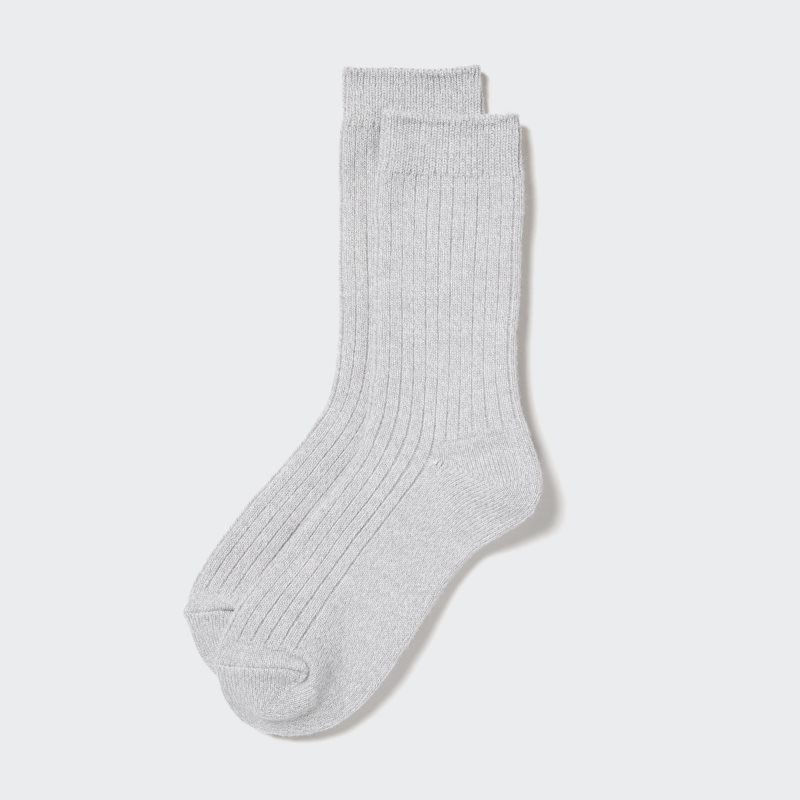 Grey Women Uniqlo Heattech Ribbed Socks | USA KJLYN-4157