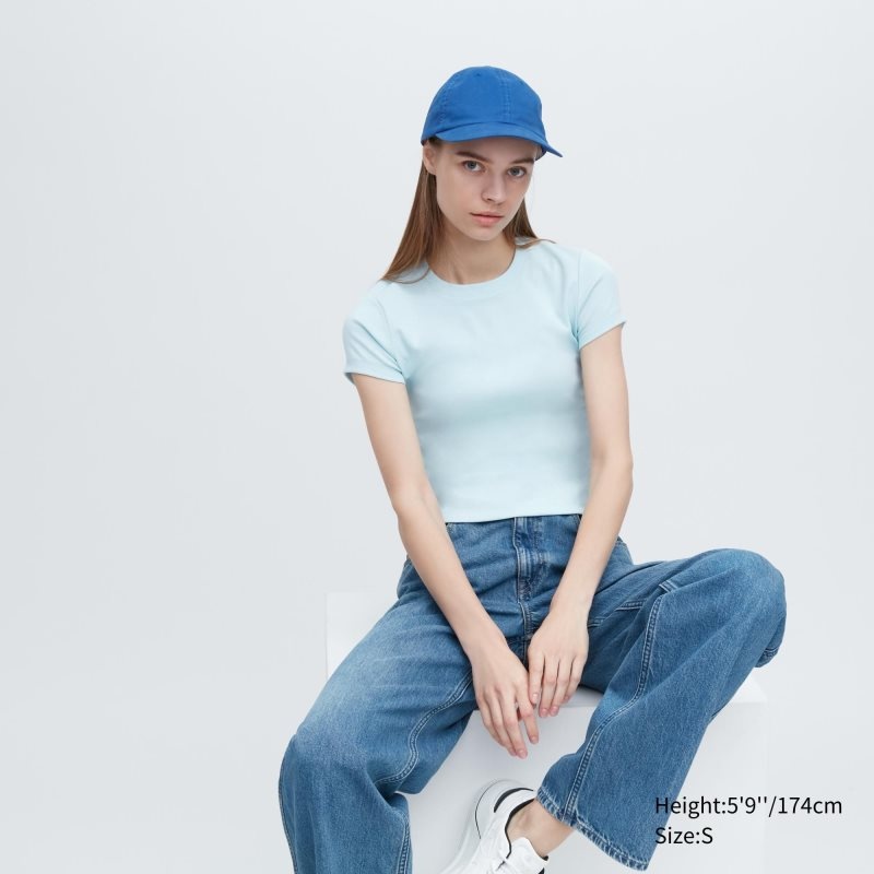 Grey Women Uniqlo Mini Short-sleeve T Shirts | USA SMVJP-3850