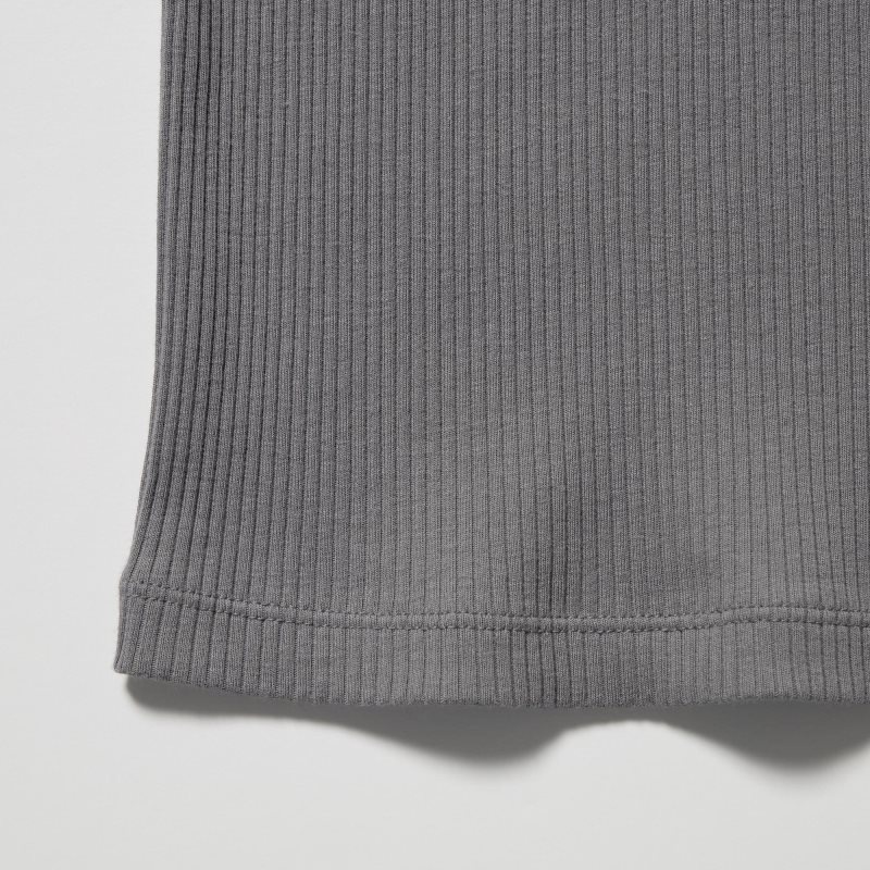 Grey Women Uniqlo Ribbed Tank Tops | USA IRSXG-0182