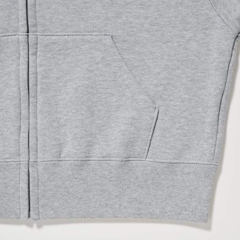 Grey Women Uniqlo Sweat Full-zip Long-sleeve Hoodie | USA KHTGL-7986