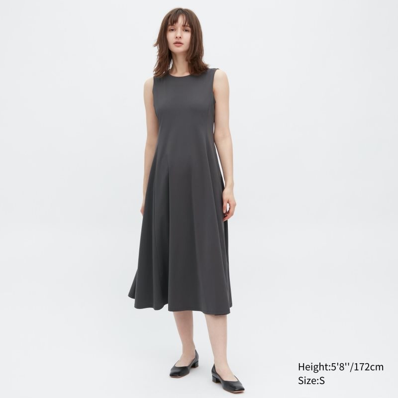 Grey Women Uniqlo Ultra Stretch Airism Sleeveless Dress | USA SCQGT-9153