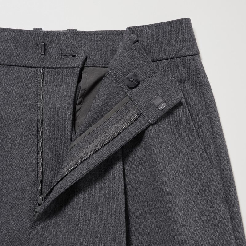 Grey Women Uniqlo Wide-fit Pleated Pants | USA QGUIZ-1638