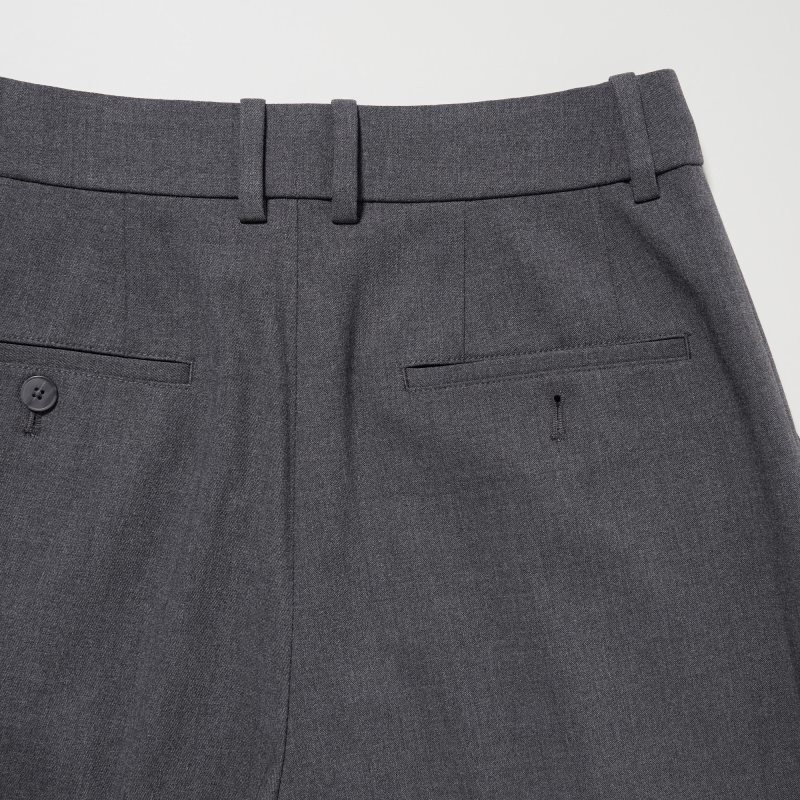 Grey Women Uniqlo Wide-fit Pleated (Tall) Pants | USA LAMPT-9380