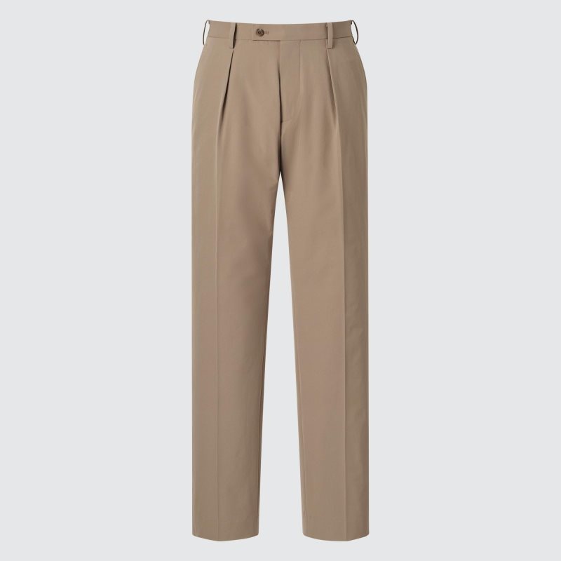 Khaki Men Uniqlo Airsense Pleated (Adam Scott) Pants | USA BFJCR-0347