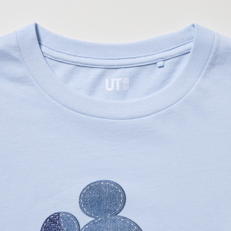 Light Blue Kids Uniqlo Mickey Stands Ut (Short Sleeve Graphic) T Shirts | USA FITAD-6208