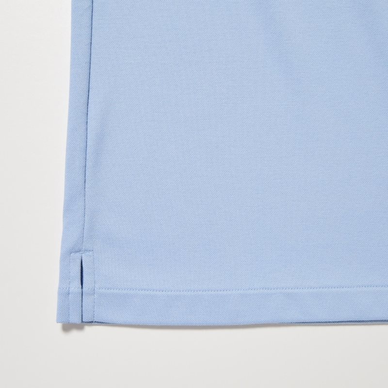 Light Blue Men Uniqlo Airism Pique Short-sleeve Polo Shirts | USA KUBXY-3872