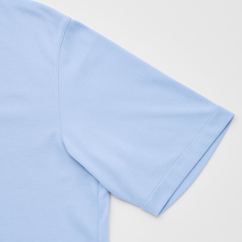 Light Blue Men Uniqlo Airism Pique Short-sleeve Polo Shirts | USA EXPIF-0478